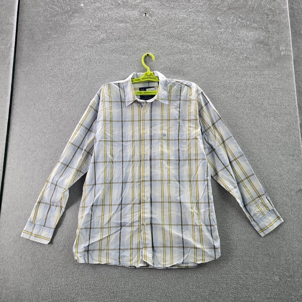 Abercrombie & Fitch Men Button Up Shirt XL Light Blue Plaid Long Sleeve